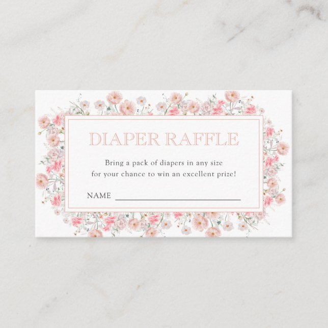 Tarjeta De Recepción Summer Wildflower Baby Shower Diaper Raffle (Anverso)