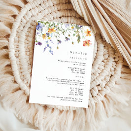 Tarjeta De Recepción Summer Wildflower Wedding Details Enclosure Card