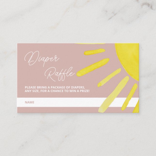 Tarjeta De Recepción Sun Sunshine Baby Shower Diaper Raffle (Anverso)