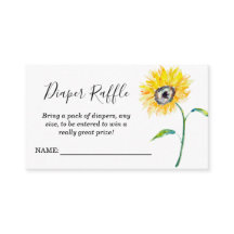Sunflower Baby Shower Diaper Raffle Watercolor