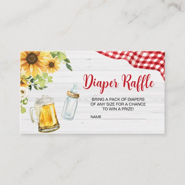 Tarjeta De Recepción Sunflower BBQ Baby Shower Diaper Raffle (Anverso)