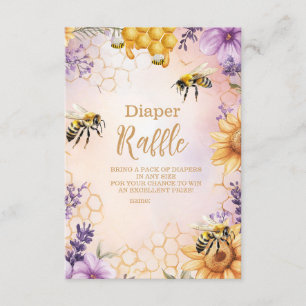 Tarjeta De Recepción Sunflower Bee Baby Shower Diapper Raffle