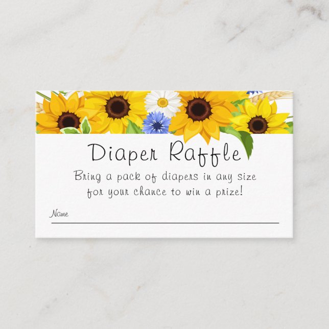 Tarjeta De Recepción Sunflower Bouquet Baby Shower Diaper Raffle (Anverso)
