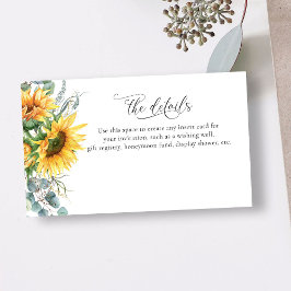 Tarjeta De Recepción Sunflower Bridal Shower