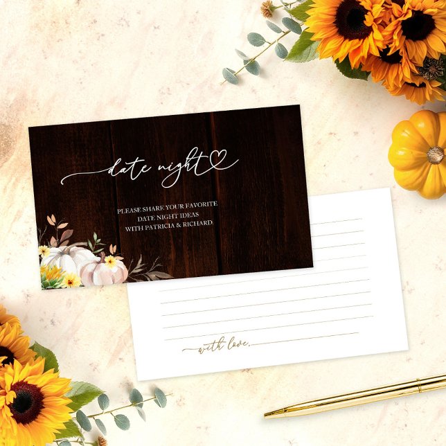 Tarjeta De Recepción Sunflower Fall Bridal Shower Cita nocturna (Subido por el creador)