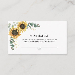 Tarjeta De Recepción Sunflower Floral Bridal Shower Wine Raffle