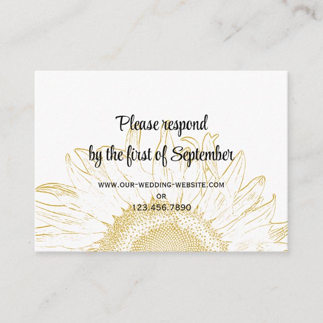 Tarjeta De Recepción Sunflower Graphic Wedding RSVP Card (Anverso)