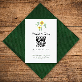 Tarjeta De Recepción Sunflower Greenery QR Code Wedding