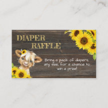 Sunflower Highland Cow Baby Shower Diaper Raffle