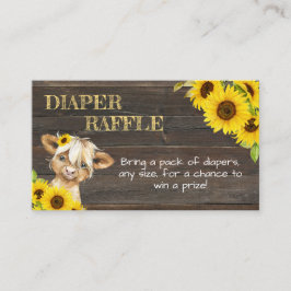 Tarjeta De Recepción Sunflower Highland Cow Baby Shower Diaper Raffle