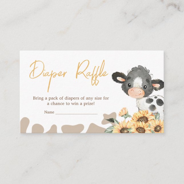 Tarjeta De Recepción Sunflower Holy Cow Baby Shower Diaper Raffle (Anverso)