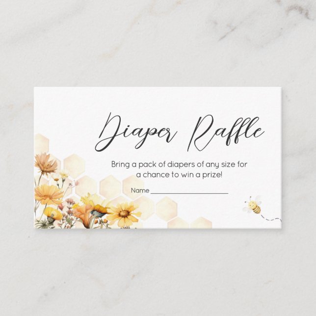 Tarjeta De Recepción Sunflower Little Honey Baby Shower Diaper Raffle (Anverso)
