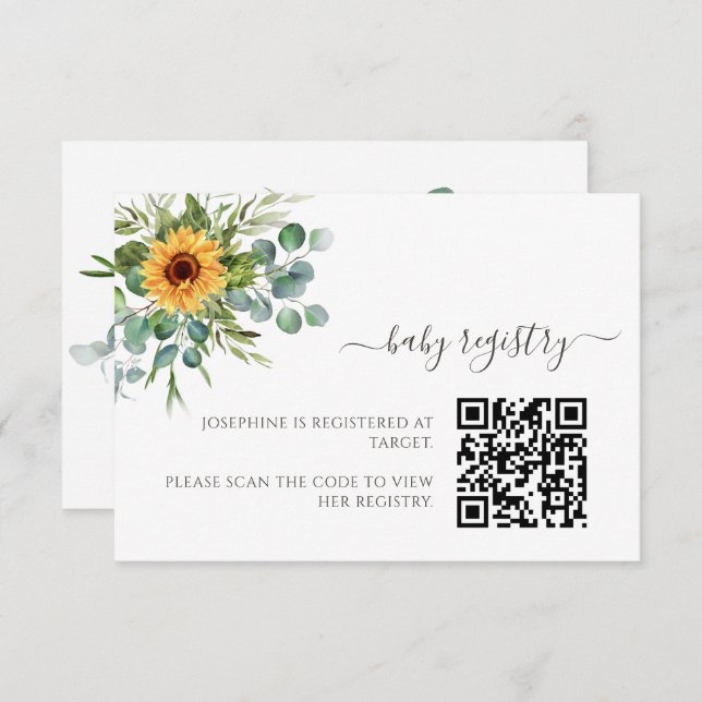 Tarjeta De Recepción Sunflower Sunshine Fall Baby Shower QR Code (Anverso / Reverso)