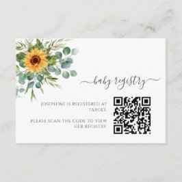 Tarjeta De Recepción Sunflower Sunshine Fall Baby Shower QR Code