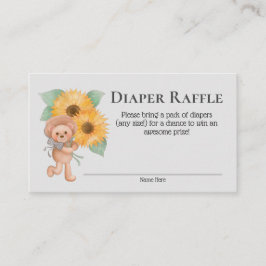 Tarjeta De Recepción Sunflower Teddy Bear Baby Shower Diaper Raffle