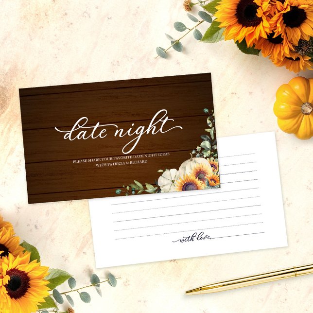 Tarjeta De Recepción Sunflowers Fall Bridal Shower Date Cards Night Car (Subido por el creador)