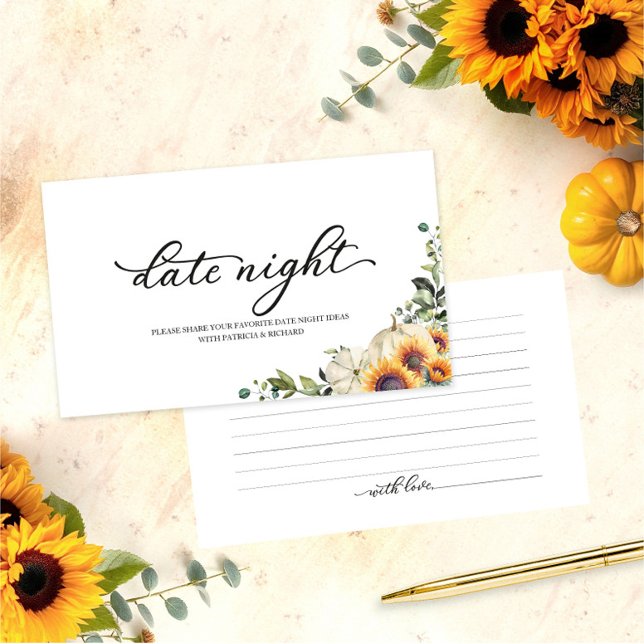 Tarjeta De Recepción Sunflowers Fall Bridal Shower Date Cards Night Car (Subido por el creador)