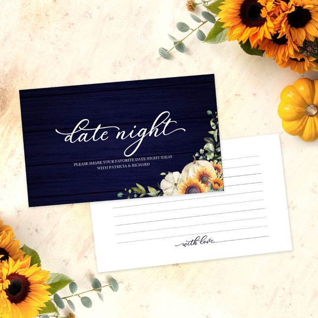 Tarjeta De Recepción Sunflowers Fall Bridal Shower Date Cards Night Car (Subido por el creador)