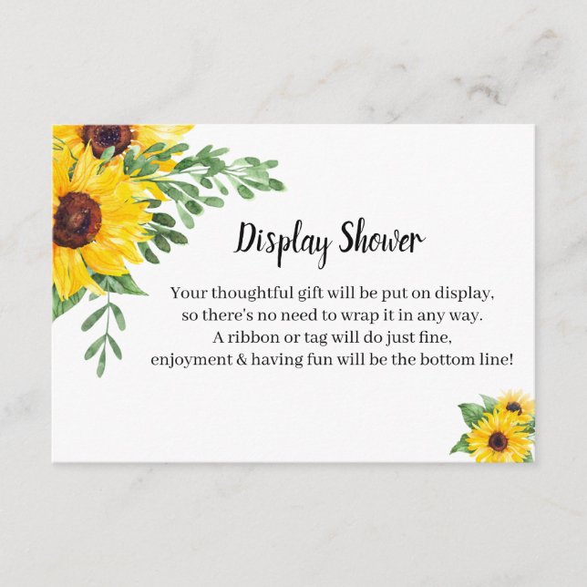 Tarjeta De Recepción Sunflowers Greeneration Display Bridal Shower (Anverso)