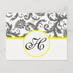 Tarjeta De Recepción Sunny Elegance Yellow Victorian Damask
