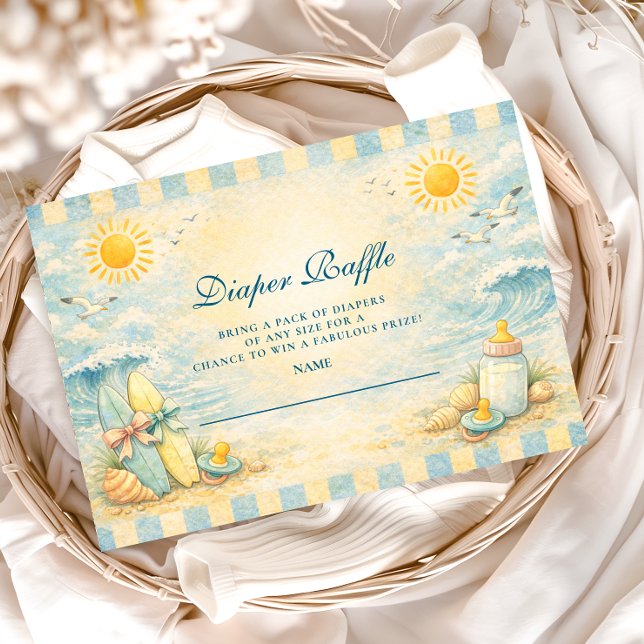Tarjeta De Recepción Sunny Surf Vibes Baby Shower Dipper Raffle (Subido por el creador)