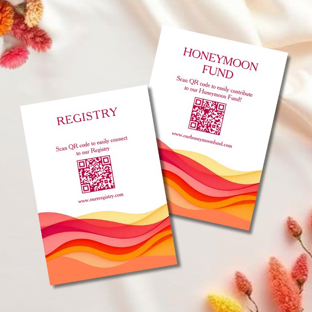 Tarjeta De Recepción Sunset Color Waves Registry & Honeymoon Fund (Sunset Color Waves Registry & Honeymoon Fund Enclosure Card )