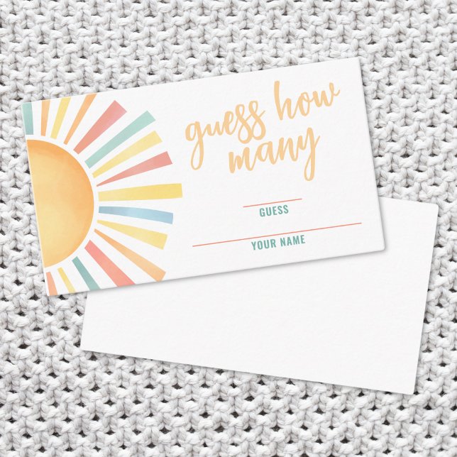 Tarjeta De Recepción Sunshine Adivina Cuántos Boho Sun Baby Shower (Sunshine Guess How Many Boho Sun Baby Shower Enclosure Card)