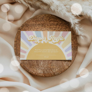 Tarjeta De Recepción Sunshine Baby Shower Boho Pink Sun Diaper Raffle
