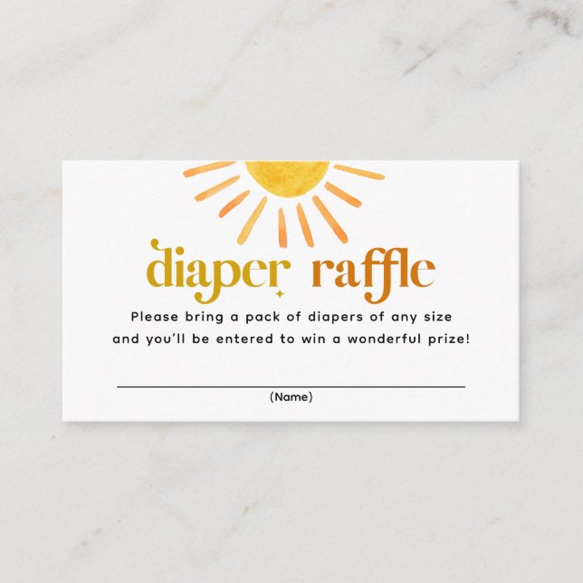 Tarjeta De Recepción Sunshine Baby Shower Diaper Raffle (Anverso)