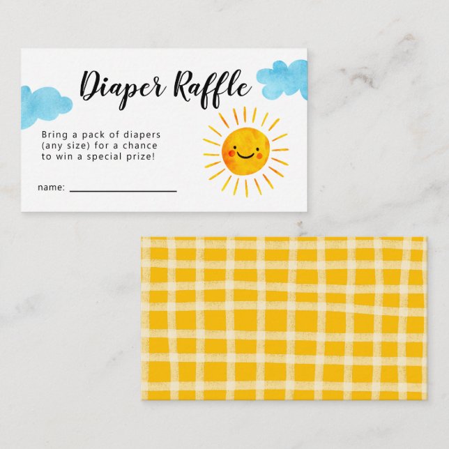 Tarjeta De Recepción Sunshine Baby Shower Diaper Raffle Ticket (Anverso / Reverso)