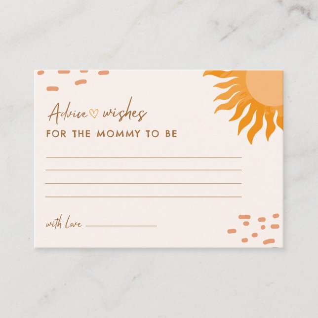 Tarjeta De Recepción Sunshine boho baby Shower Consejos y deseos (Anverso)