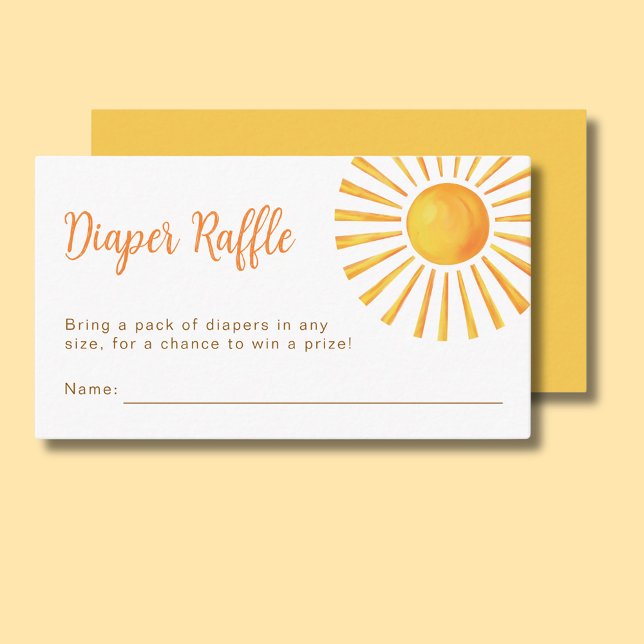Tarjeta De Recepción Sunshine Diaper Raffle Baby Shower (A little ray of sunshine yellow baby shower enclose card for diaper raffle)