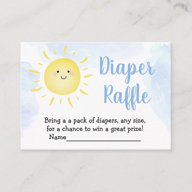 Tarjeta De Recepción Sunshine nubes azul Baby Shower Diaper Raffle (Anverso)