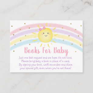 Tarjeta De Recepción Sunshine Rainbow Pink Gold Baby Request