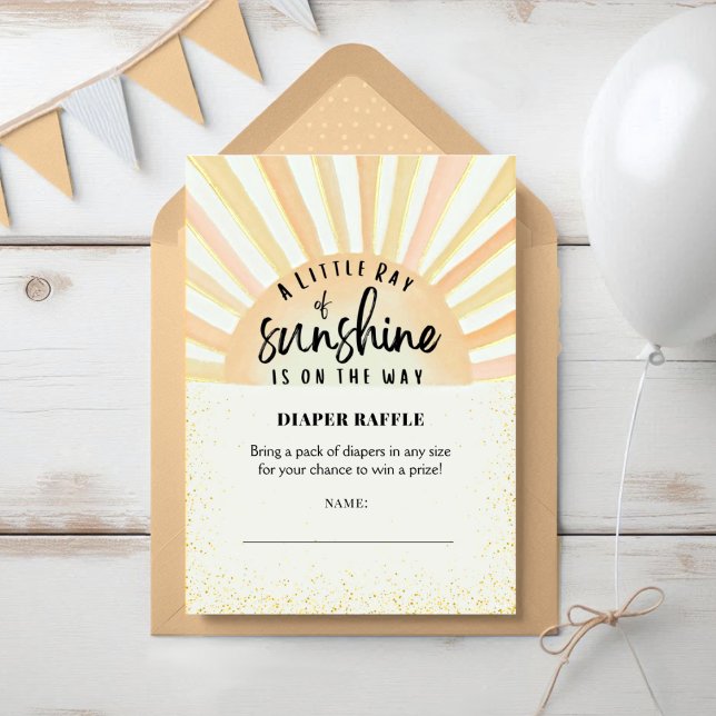 Tarjeta De Recepción Sunshine Retro Summer Beach Baby Diaper Raffle (Subido por el creador)