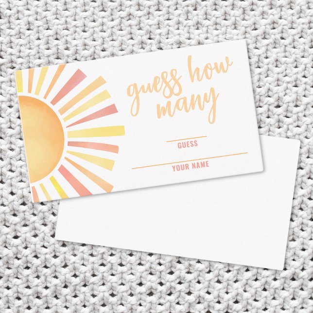 Tarjeta De Recepción Sunshine Sun Baby Shower adivina cuántos (Sunshine Sun Baby Shower Guess How Many Enclosure Card)