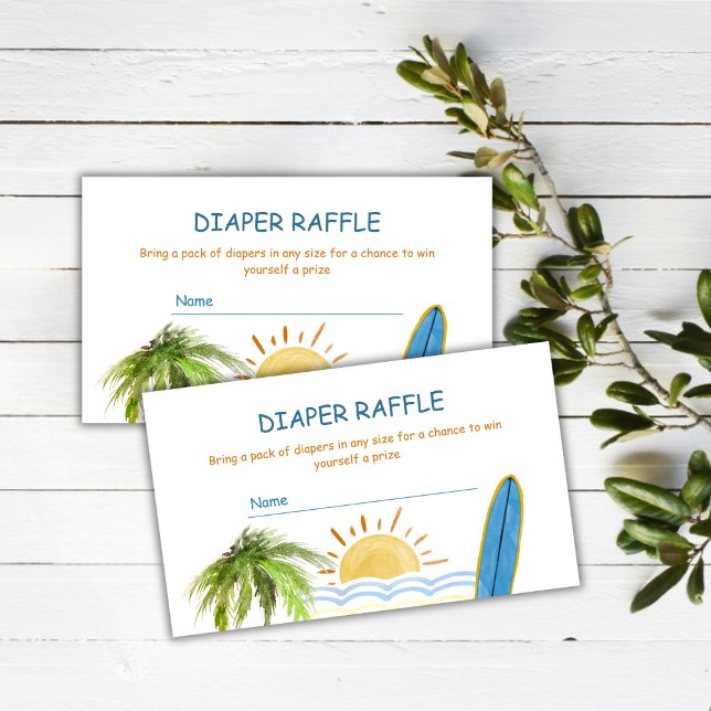 Tarjeta De Recepción Sunshine Tropical Surf Diaper Raffle Baby Shower (Sunshine Tropical Surf Diaper Raffle Baby Shower Enclosure Card)