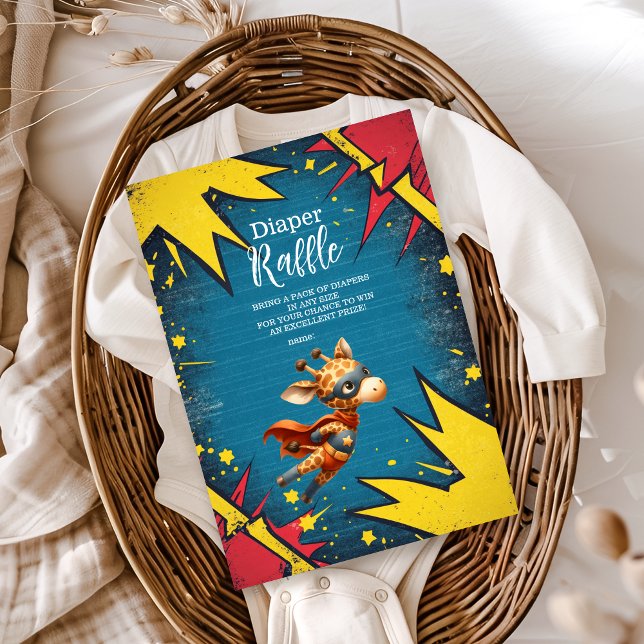 Tarjeta De Recepción Superhéroe animales niño Baby Shower Diapper Raffl (Subido por el creador)
