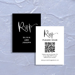Tarjeta De Recepción Superposición moderna RSVP de matrimonio con cód