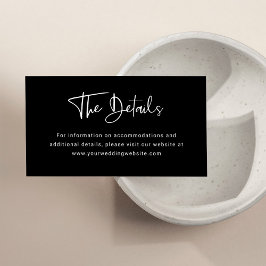 Tarjeta De Recepción Superposición negra moderna | Detalles del boda