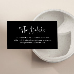 Tarjeta De Recepción Superposición negra moderna   Detalles del boda