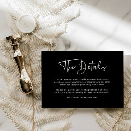 Tarjeta De Recepción Superposición negra moderna | Detalles del boda