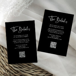 Tarjeta De Recepción Superposición negra moderna | Detalles del Boda de