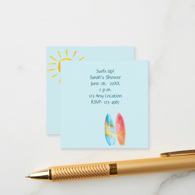Tarjeta De Recepción Surf azul hacia arriba (Anverso/Reverso In Situ)