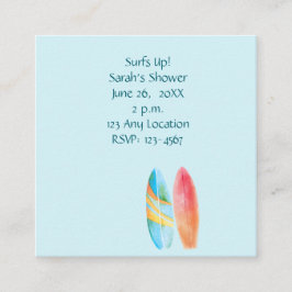 Tarjeta De Recepción Surf azul hacia arriba