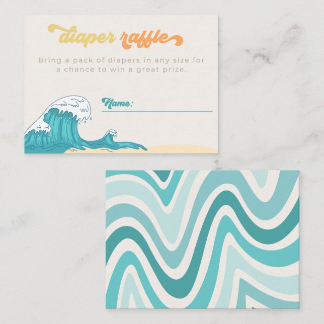 Tarjeta De Recepción Surf Diaper Raffle Card | Diaper Raffle (Anverso / Reverso)