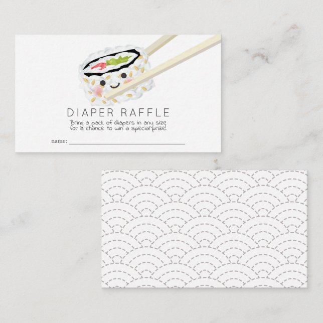 Tarjeta De Recepción Sushi Roll Baby Shower Diaper Raffle Ticket (Anverso / Reverso)