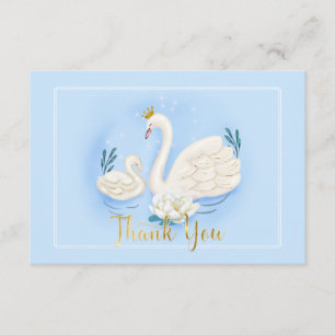 Tarjeta De Recepción Swan Pond Gold Blue Baby Shower Gracias