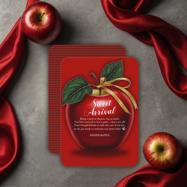 Tarjeta De Recepción Sweet Arrive Red Apple Baby Shower (Subido por el creador)
