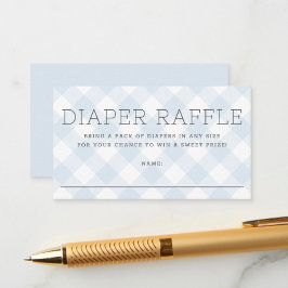 Tarjeta De Recepción Sweet Blue Gingham Boy Diaper Raffle Baby Shower